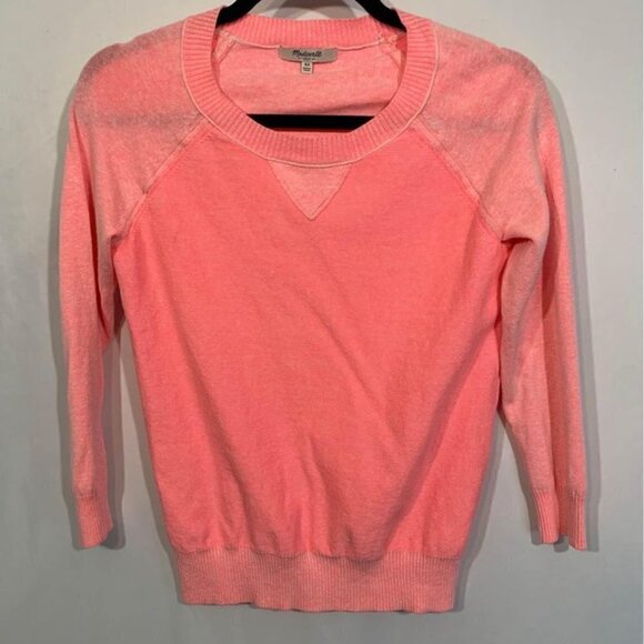 𝅺madewell lightweight bright coral sweater. New condition. Linen/cotton/nylon - Picture 1 of 9